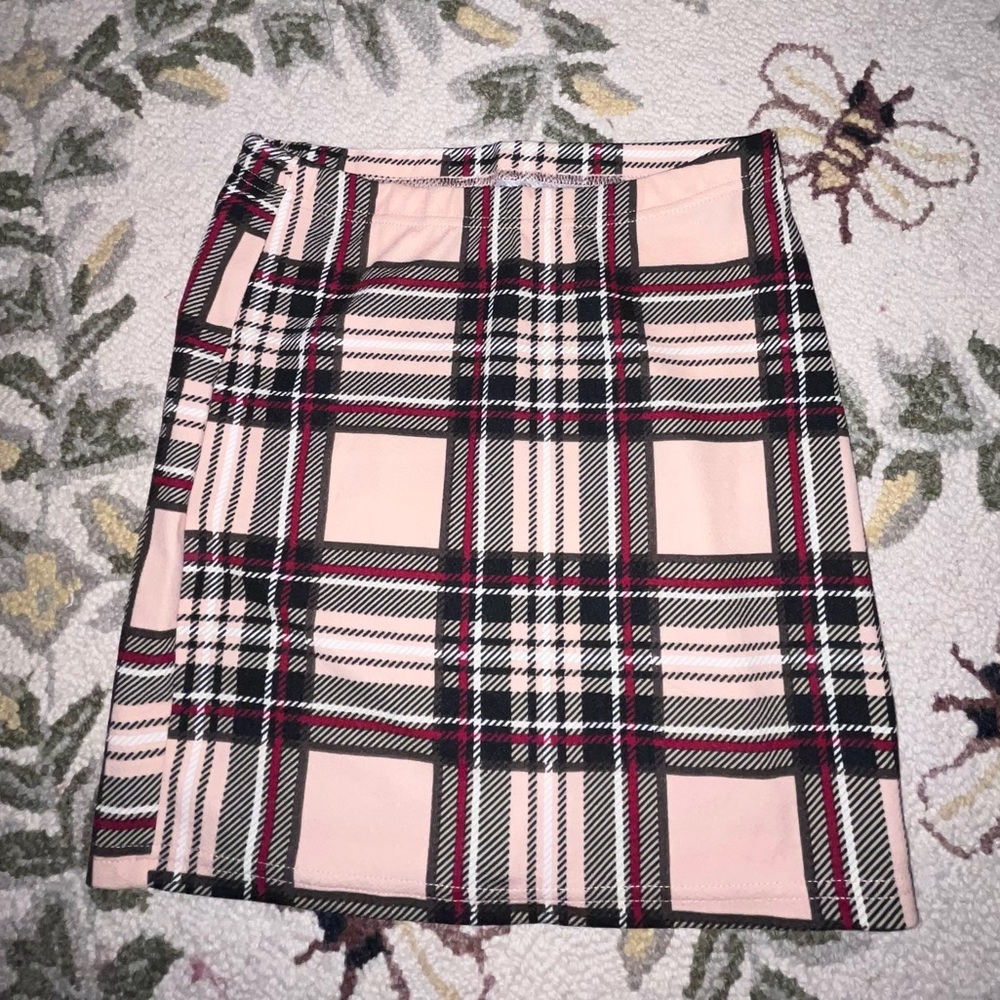 Plaid fitted mini skirt